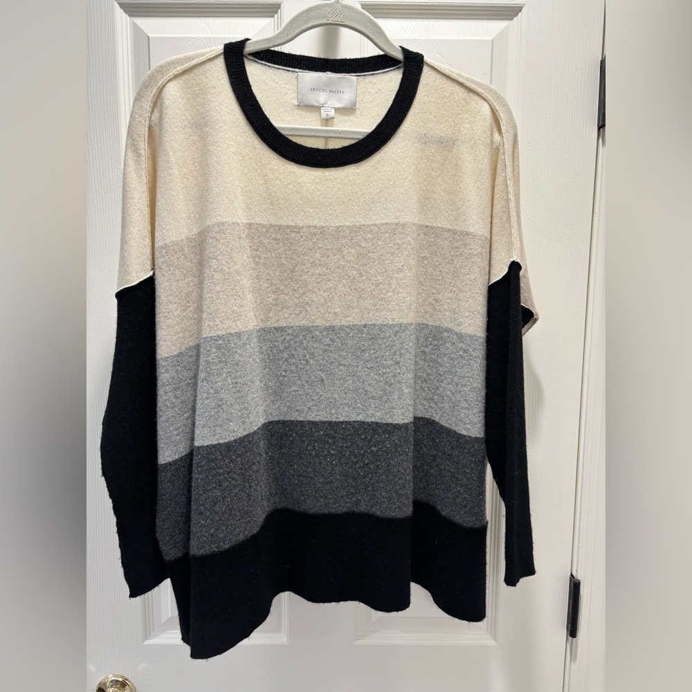 Brocho Walker Wool & Cashmere Sweater - black, cream, tan, gray color block